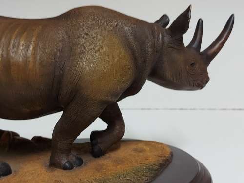 RARE LIMITED EDITION 428 OF 500 FEATHERS OF KNYSNA WILDLIFE HAND CRAFTED RHINOCEROS