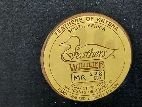 RARE LIMITED EDITION 428 OF 500 FEATHERS OF KNYSNA WILDLIFE HAND CRAFTED RHINOCEROS