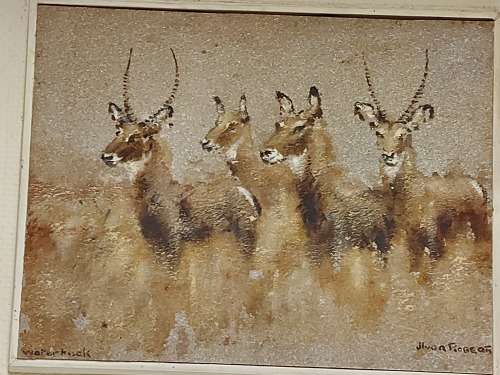 AMAZING FIND! RARE IVOR-ROBERT JONES (1913 - 1996) ORIGINAL GOUACHE PAINTING ON QUARTZITE STONE