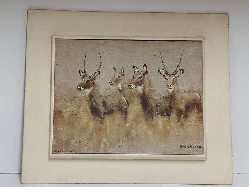 AMAZING FIND! RARE IVOR-ROBERT JONES (1913 - 1996) ORIGINAL GOUACHE PAINTING ON QUARTZITE STONE