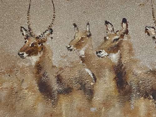 AMAZING FIND! RARE IVOR-ROBERT JONES (1913 - 1996) ORIGINAL GOUACHE PAINTING ON QUARTZITE STONE