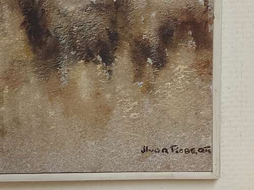 AMAZING FIND! RARE IVOR-ROBERT JONES (1913 - 1996) ORIGINAL GOUACHE PAINTING ON QUARTZITE STONE