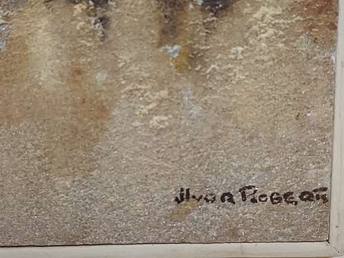 AMAZING FIND! RARE IVOR-ROBERT JONES (1913 - 1996) ORIGINAL GOUACHE PAINTING ON QUARTZITE STONE