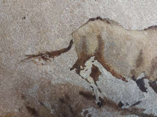AMAZING FIND! RARE IVOR ROBERT -JONES (1913 - 1996) ORIGINAL GOUACHE PAINTING ON QUARTZITE STONE