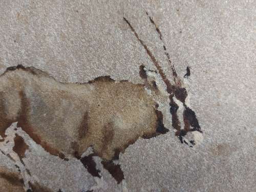 AMAZING FIND! RARE IVOR ROBERT -JONES (1913 - 1996) ORIGINAL GOUACHE PAINTING ON QUARTZITE STONE