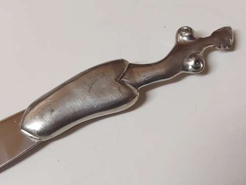 VINTAGE CARROL BOYES FUNCTIONAL ART EARLY DESIGN PEWTER AND STAINLESS BUTTER SPREADER