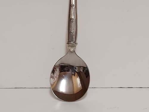 VINTAGE CARROL BOYES FUNCTIONAL ART EARLY DESIGN PEWTER AND STAINLESS LARGE SERVING SPOON