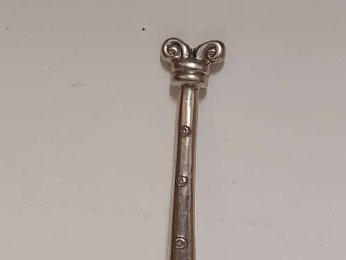 VINTAGE CARROL BOYES FUNCTIONAL ART EARLY DESIGN PEWTER AND STAINLESS LARGE SERVING SPOON