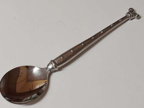 VINTAGE CARROL BOYES FUNCTIONAL ART EARLY DESIGN PEWTER AND STAINLESS LARGE SERVING SPOON