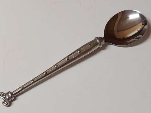 VINTAGE CARROL BOYES FUNCTIONAL ART EARLY DESIGN PEWTER AND STAINLESS LARGE SERVING SPOON