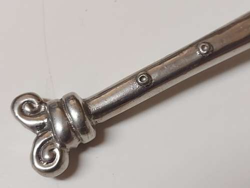VINTAGE CARROL BOYES FUNCTIONAL ART EARLY DESIGN PEWTER AND STAINLESS LARGE SERVING SPOON