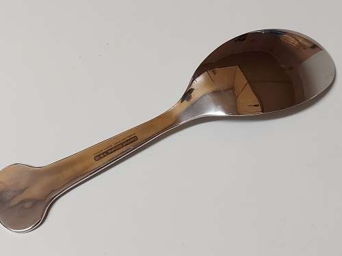 VINTAGE CARROL BOYES FUNCTIONAL ART EARLY DESIGN PEWTER AND STAINLESS STEEL SERVING SPOON