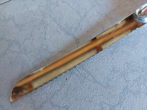 AWESOME CARROL BOYES FUNCTIONAL ART  PEWTER AND STAINLESS STEEL BREAD KNIFE