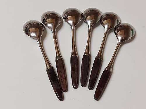 DANISH MID-CENTURY LUNDTOFTE DENMARK DESIGNED BY TIAS ECKHOFF SET OF SIX BOXED COFFEE SPOONS