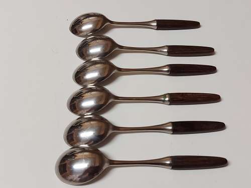 DANISH MID-CENTURY LUNDTOFTE DENMARK DESIGNED BY TIAS ECKHOFF SET OF SIX BOXED COFFEE SPOONS