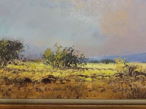 INVESTMENT ART: ORIGINAL FRANCOIS BADENHORST OIL ON BOARD PAINTING WITH A BEAUTIFUL FRAME