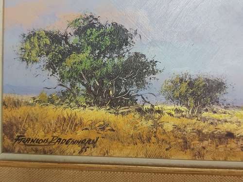 INVESTMENT ART: ORIGINAL FRANCOIS BADENHORST OIL ON BOARD PAINTING WITH A BEAUTIFUL FRAME