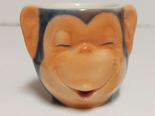 VINTAGE RARE HUMMEL BY GOEBEL HAPPY CHIMPS EGG CUP SET, MADE IN WEST GERMANY