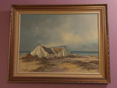 INVESTMENT ART: ORIGINAL DONITA BENZIEN LARGE OIL ON BOARD PAINTING WITH A BEAUTIFUL FRAME
