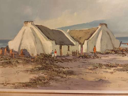 INVESTMENT ART: ORIGINAL DONITA BENZIEN LARGE OIL ON BOARD PAINTING WITH A BEAUTIFUL FRAME