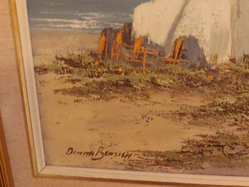 INVESTMENT ART: ORIGINAL DONITA BENZIEN LARGE OIL ON BOARD PAINTING WITH A BEAUTIFUL FRAME