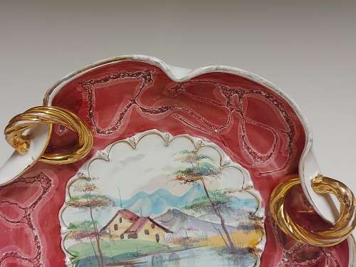 GREAT FIND! LARGE VINTAGE ITALIAN HIGHLY DECORATED HAND-PAINTED PORCELAIN BOWL/CENTREPIECE