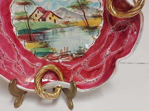 GREAT FIND! LARGE VINTAGE ITALIAN HIGHLY DECORATED HAND-PAINTED PORCELAIN BOWL/CENTREPIECE