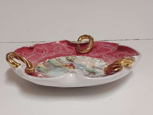GREAT FIND! LARGE VINTAGE ITALIAN HIGHLY DECORATED HAND-PAINTED PORCELAIN BOWL/CENTREPIECE