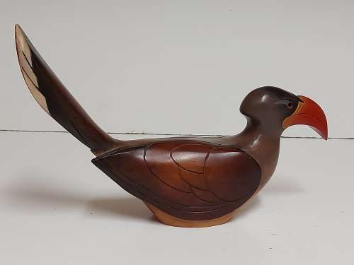 FEATHERS OF KNYSNA LIMITED EDITION 91 OF 975 CROWNED HORNBILL, HAND PAINTED AND CARVED IN KNYSNA