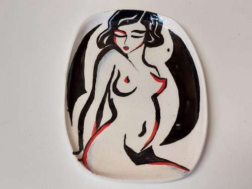 GORGEOUS CONTEMPORARY ART CERAMIC PLATE, SIGNED BY THE ARTIST