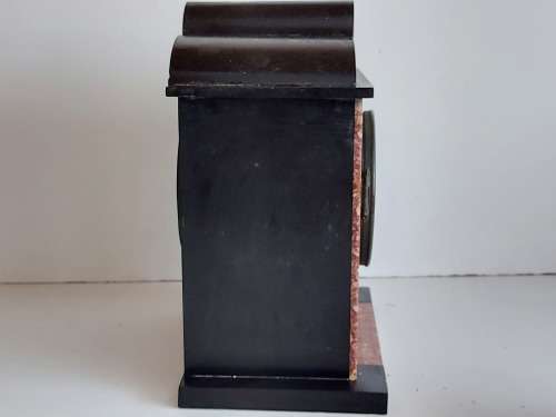 ANTIQUE 19th CENTURY L MARTI ET CIE MEDAILLE DE BRONZE FRENCH MARBLE AND SLATE MANTLE CLOCK