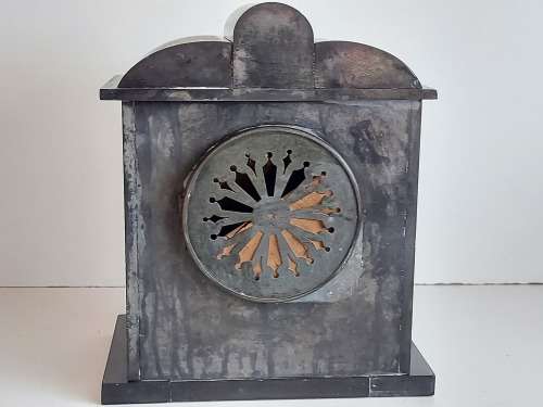 ANTIQUE 19th CENTURY L MARTI ET CIE MEDAILLE DE BRONZE FRENCH MARBLE AND SLATE MANTLE CLOCK