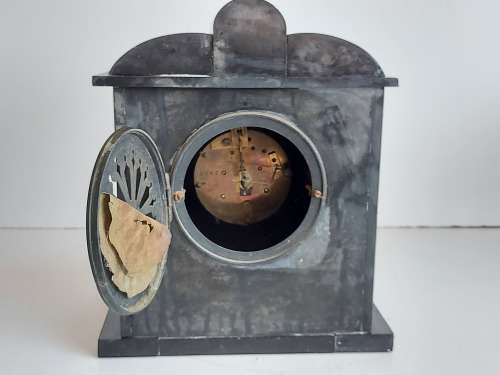 ANTIQUE 19th CENTURY L MARTI ET CIE MEDAILLE DE BRONZE FRENCH MARBLE AND SLATE MANTLE CLOCK