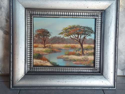 INVESTMENT ART: ORIGINAL W P GROBLER OIL ON BOARD LANDSCAPE PAINTING