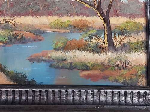 INVESTMENT ART: ORIGINAL W P GROBLER OIL ON BOARD LANDSCAPE PAINTING