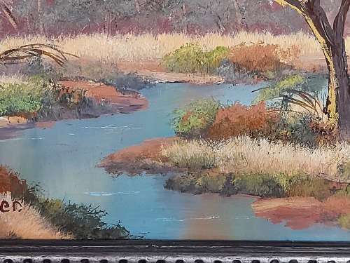 INVESTMENT ART: ORIGINAL W P GROBLER OIL ON BOARD LANDSCAPE PAINTING