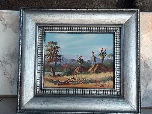 INVESTMENT ART: ORIGINAL W P GROBLER OIL ON BOARD LANDSCAPE PAINTING