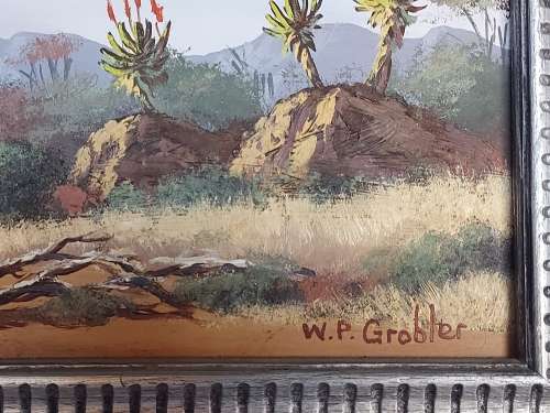 INVESTMENT ART: ORIGINAL W P GROBLER OIL ON BOARD LANDSCAPE PAINTING