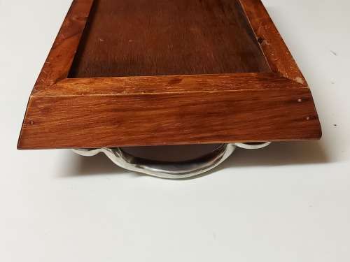 CARROLL BOYES FUNCTIONAL ART:  EARLY DESIGN PEWTER AND WOOD TRAY