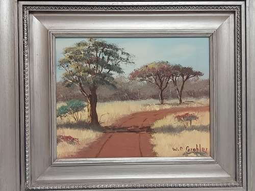 INVESTMENT ART: STUNNING ORIGINAL W P GROBLER OIL ON BOARD LANDSCAPE PAINTING