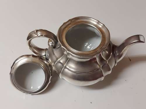 GREAT FIND! VINTAGE WMF ART NOUVEAU SILVER PLATED ON COPPER PORCELAIN LINED TEA POT