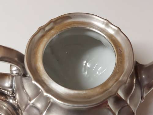 GREAT FIND! VINTAGE WMF ART NOUVEAU SILVER PLATED ON COPPER PORCELAIN LINED TEA POT