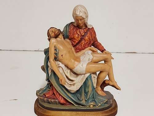 ULTRA RARE VINTAGE OTCO DESIGNER WOOD CARVED MADONNA AND JESUS SCULPTURE, MADE IN ITALY