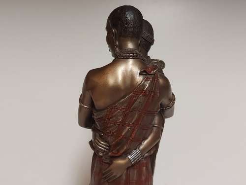 ZAWADI AFRICAN COLLECTION TALL COLD CAST BRONZE SCULPTURE (MOJA-STRONG TOGETHER)