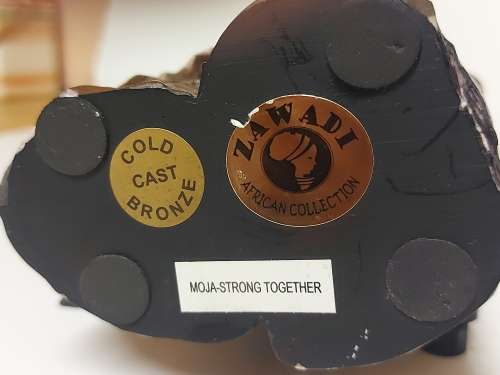 ZAWADI AFRICAN COLLECTION TALL COLD CAST BRONZE SCULPTURE (MOJA-STRONG TOGETHER)