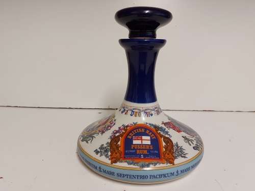 GREAT FIND! NAHON WADE PORCELAIN BRITISH NAVY PUSSER`S RUM SHIP`S FLAT DECANTER