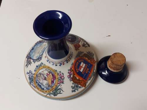 GREAT FIND! NAHON WADE PORCELAIN BRITISH NAVY PUSSER`S RUM SHIP`S FLAT DECANTER