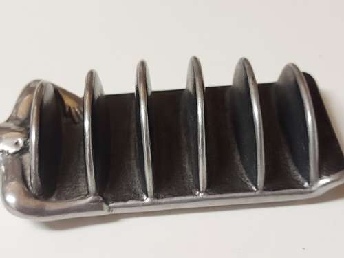 VINTAGE CARROL BOYES FUNCTIONAL ART STURDY AND HEAVY PEWTER TOAST RACK