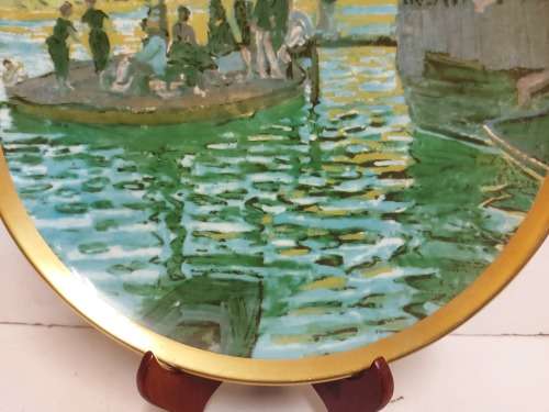 CROWN STAFFORDSHIRE FINE BONE CHINA PLATE DEPICTING CLAUDE MONET`s (1840-1926) LA GRENOUILLERE