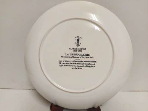 CROWN STAFFORDSHIRE FINE BONE CHINA PLATE DEPICTING CLAUDE MONET`s (1840-1926) LA GRENOUILLERE